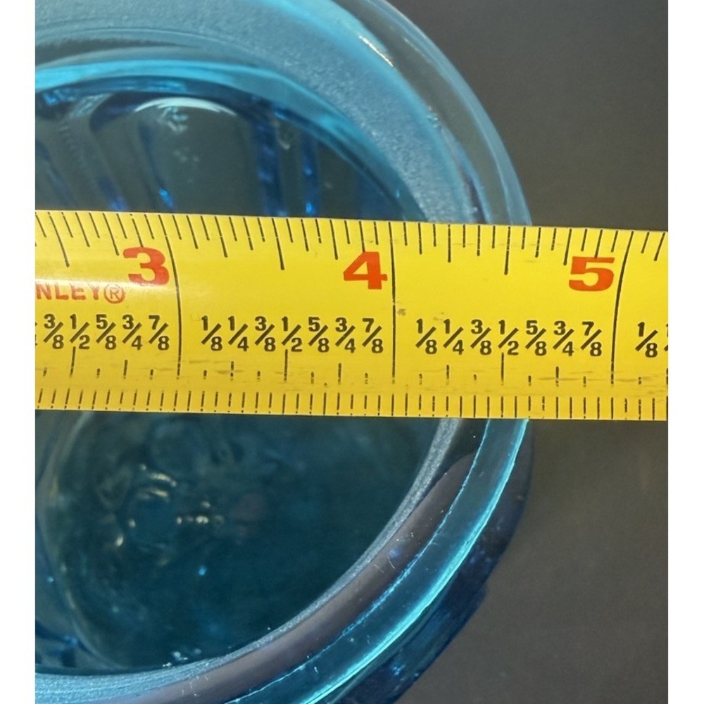 Moon and Stars L.E. Smith Blue Teal Glass 7-1/2" Canister NO LID - Picture 9 of 10
